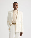 HER FIT BLAZER IN COATED VISCOSE LINEN