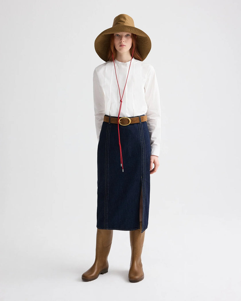 DENIM SKIRT WITH SEAMS IN HEAVY DENIM