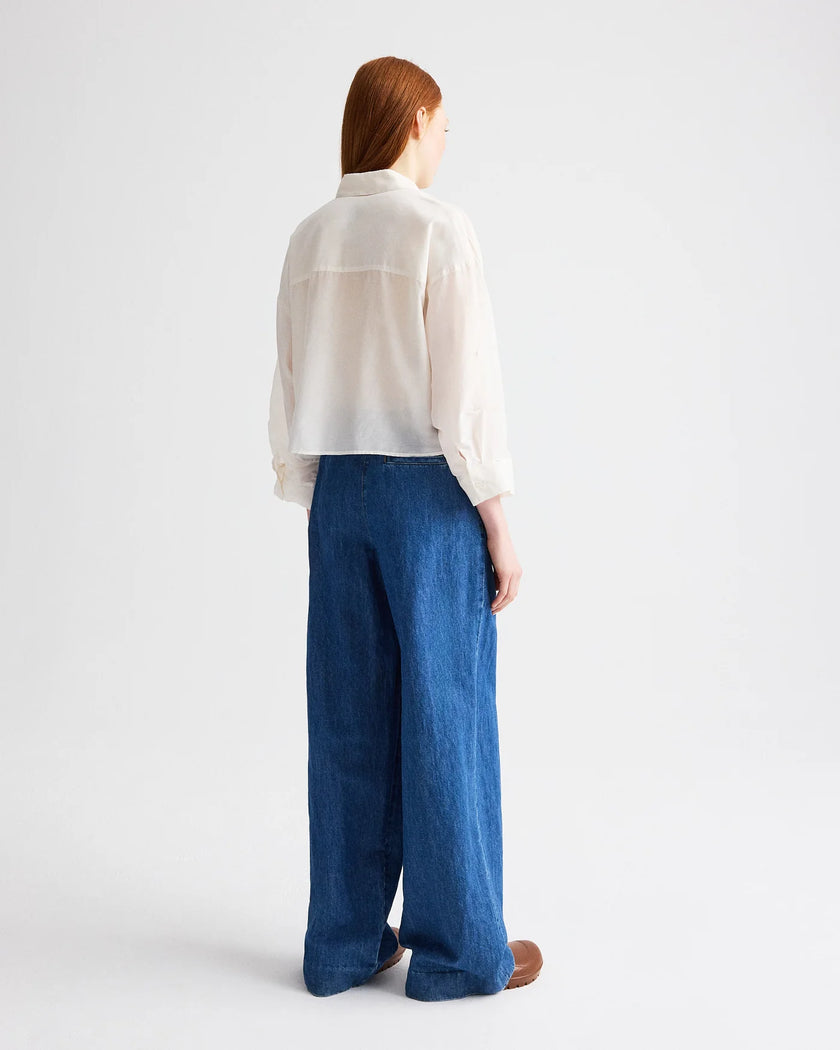 NEXT EX SHIRT WITH RUFFLE IN COTTON SILK ORGANZA IN IVORY