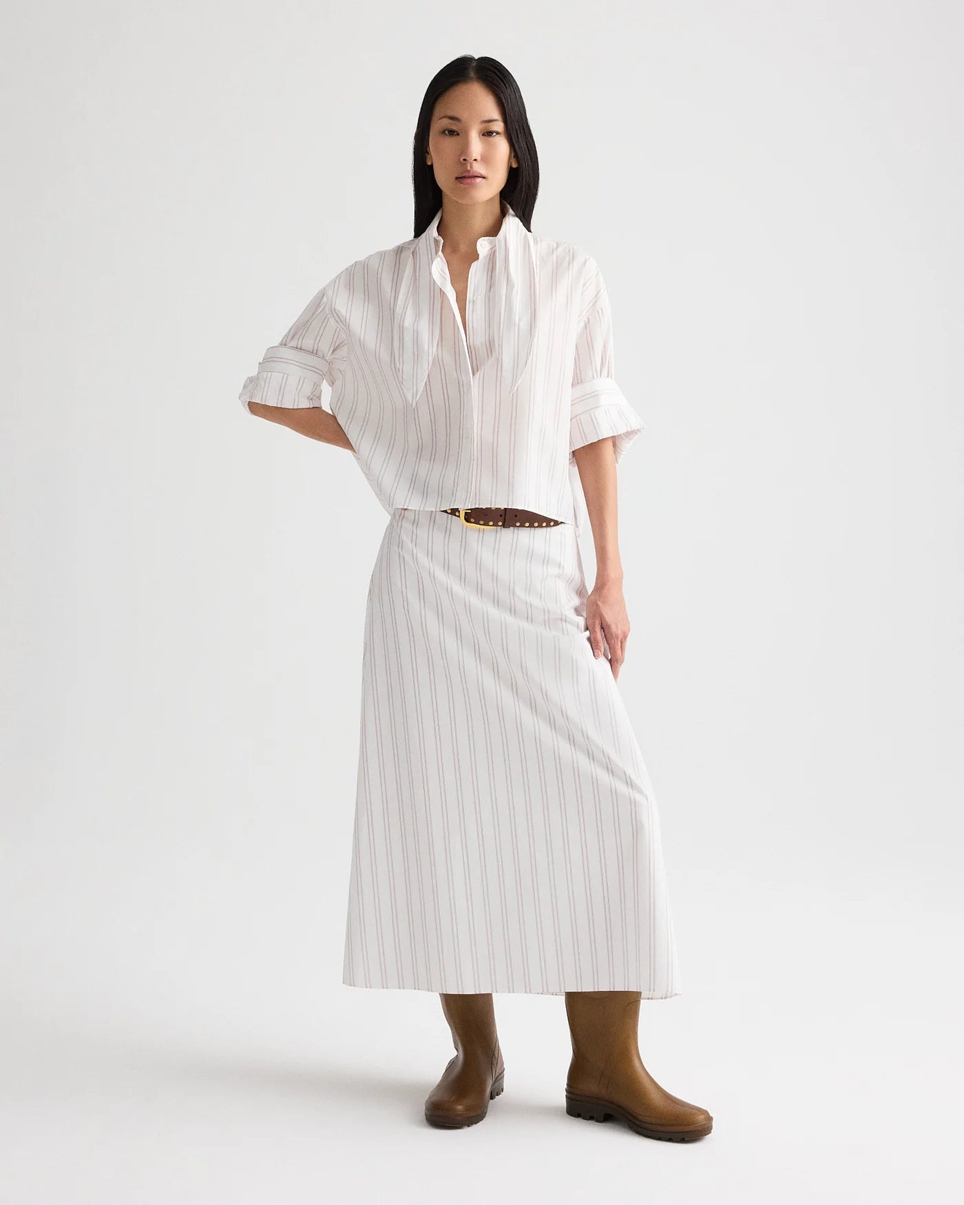 THE ALINE SKIRT IN DROP NEEDLE DOUBLE STRIPE
