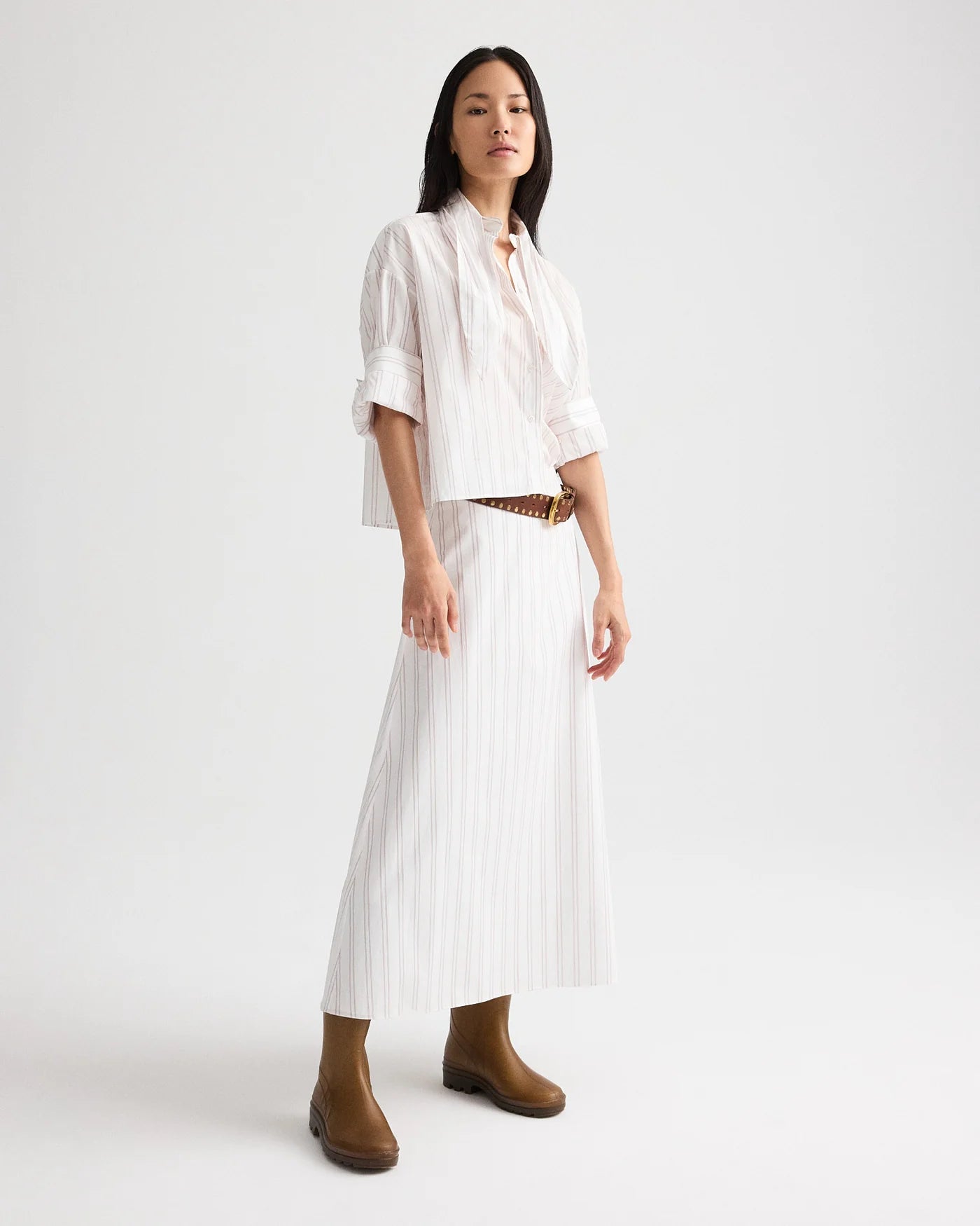 THE ALINE SKIRT IN DROP NEEDLE DOUBLE STRIPE