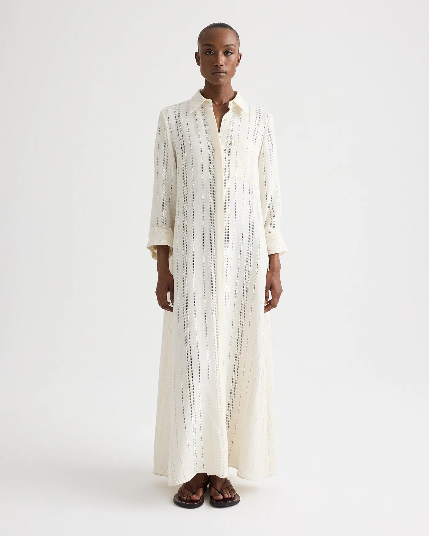 JENNYS GOWN IN LADDER WEAVE LINEN
