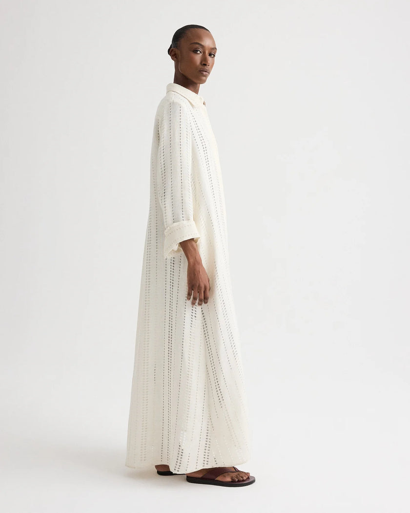 JENNYS GOWN IN LADDER WEAVE LINEN