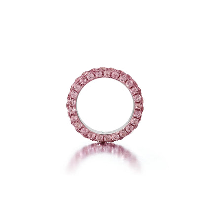 PINK SAPPHIRE AND PINK RHODIUM 3 SIDED RING