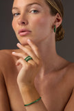 TSAVORITE AND GREEN RHODIUM 3 SIDED RING