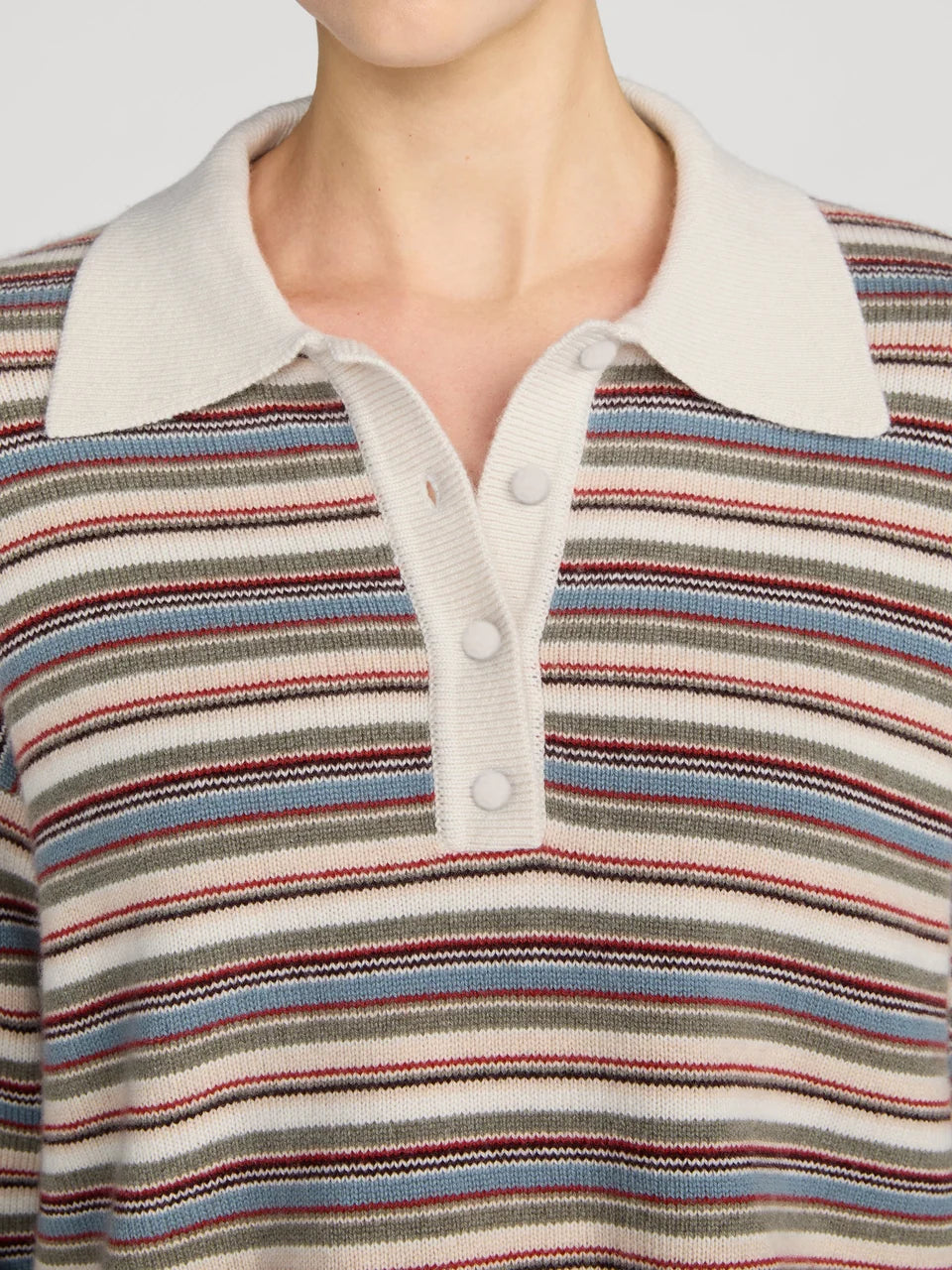 THE QUAD POLO IN SKY BLUE MULTI STRIPE