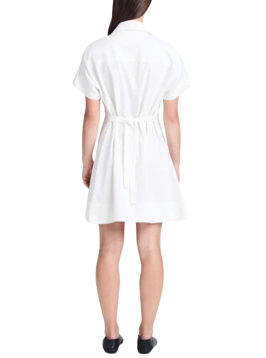 CARMINE DRESS IN SOLID CRINKLE COTTON