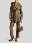 JACQUARD TROUSERS WITH FLORAL MEDALLION MOTIF