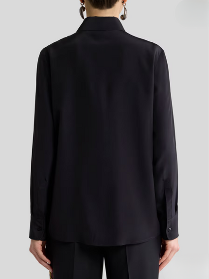 SILK SHIRT WITH PLACED FRONT PRINT