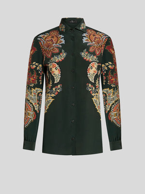 PAISLEY PRINT BUTTON DOWN SILK SHIRT