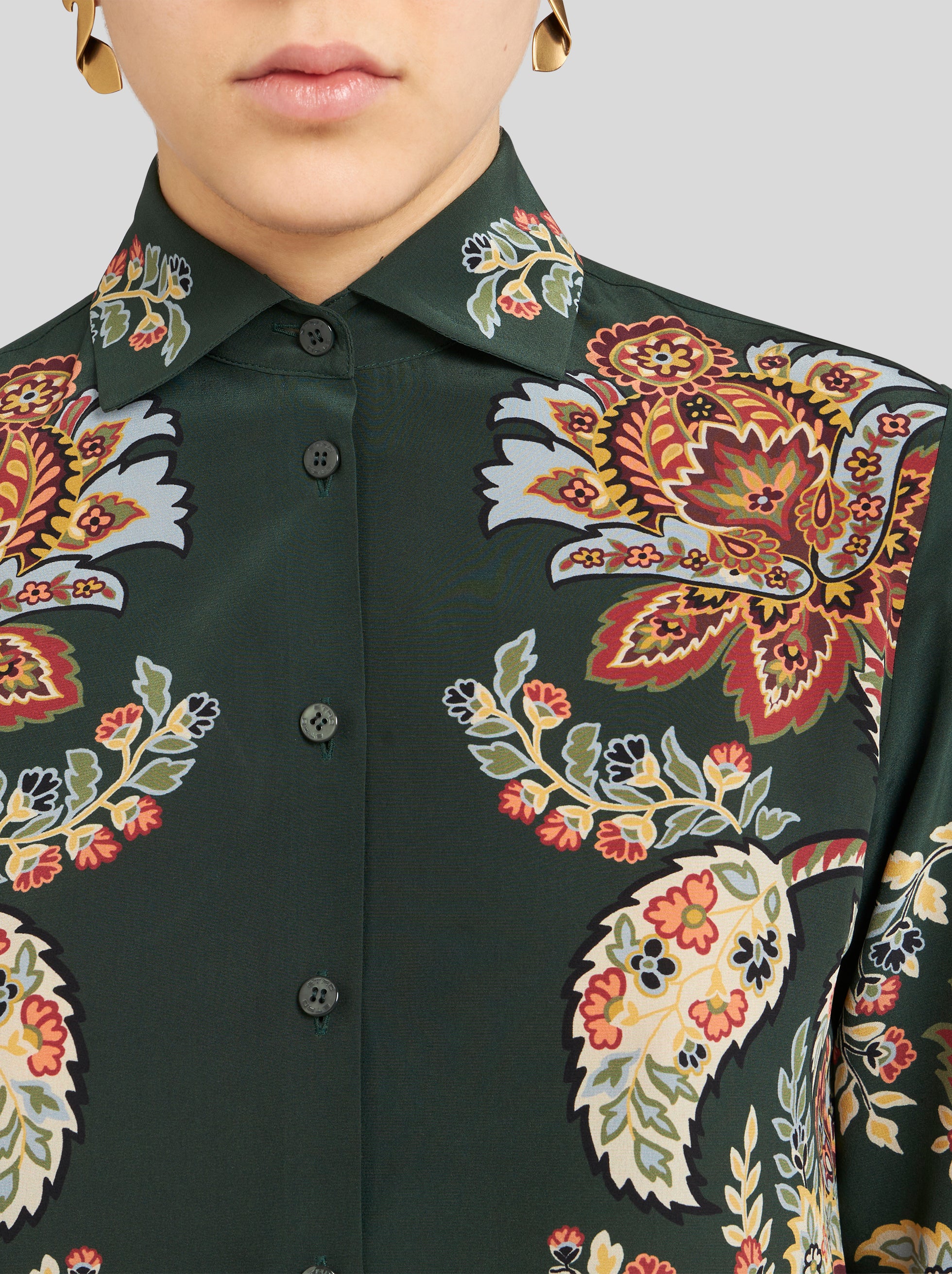 PAISLEY PRINT BUTTON DOWN SILK SHIRT