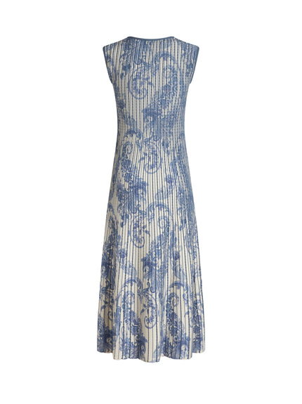 PRINTED KNITWEAR MIDI DRESS