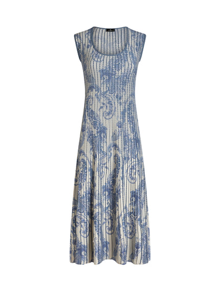 PRINTED KNITWEAR MIDI DRESS