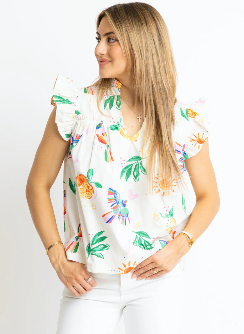 TOUCAN FRUIT VNECK TOP