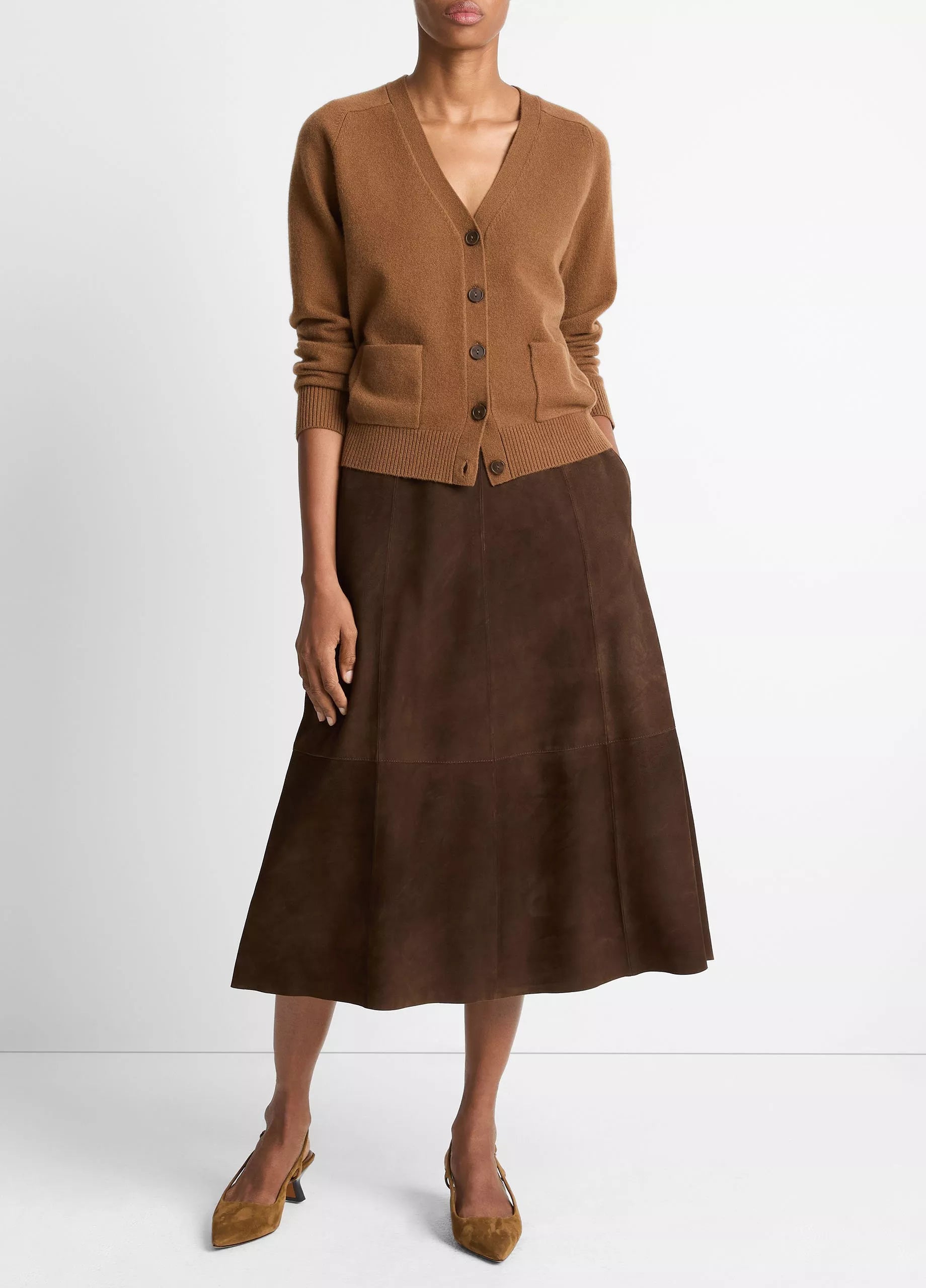 WOOL AND CASHMERE BLEND POCKET VNECK CARDIGAN