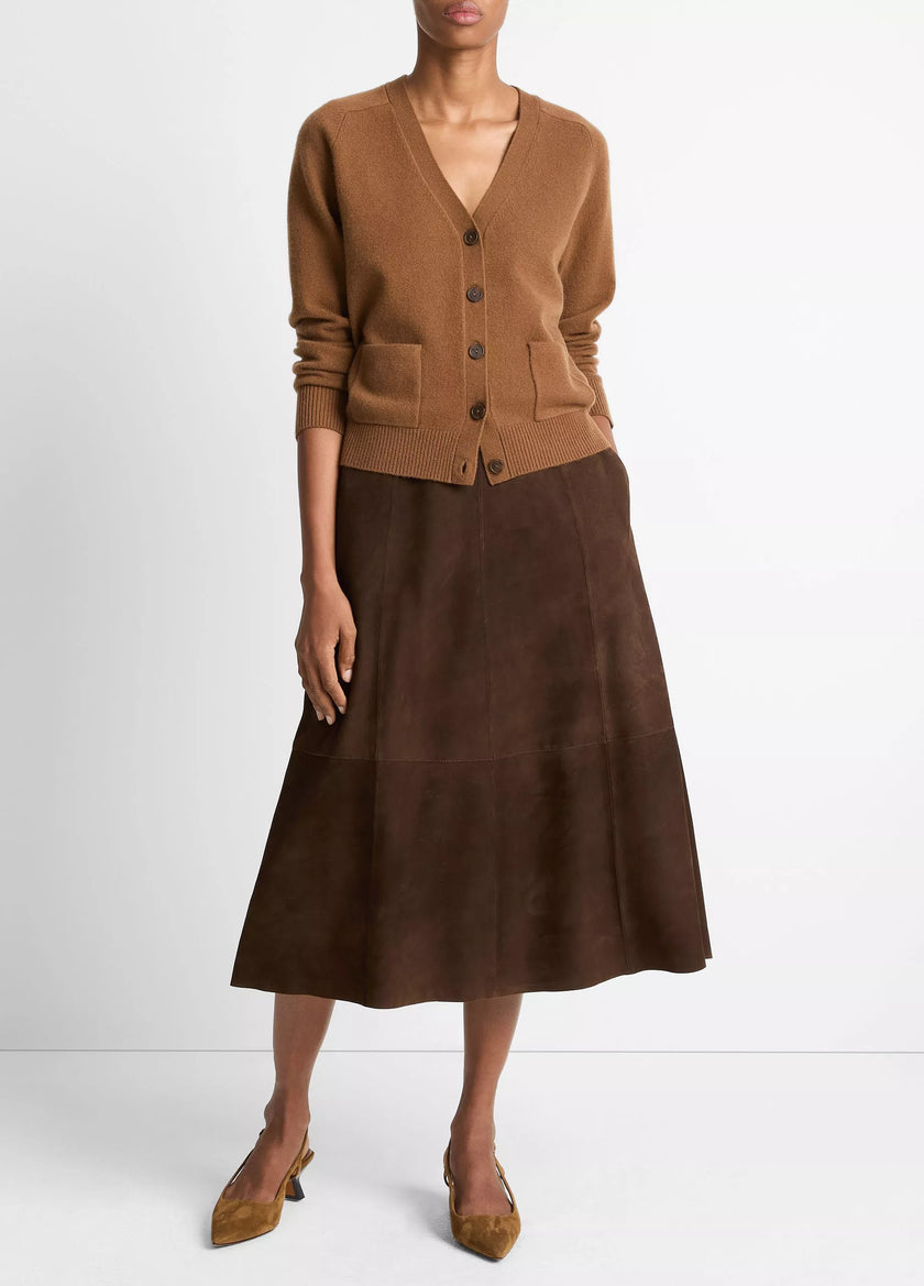 WOOL AND CASHMERE BLEND POCKET VNECK CARDIGAN