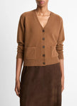 WOOL AND CASHMERE BLEND POCKET VNECK CARDIGAN