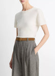 WOOL AND CASHMERE BLEND SHORT SLEEVE SWEATER IN OFF WHITE