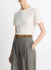 WOOL AND CASHMERE BLEND SHORT SLEEVE SWEATER IN OFF WHITE
