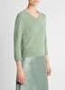 WOOL AND CASHMERE BLEND THREE QUARTER SLEEVE VNECK SWEATER