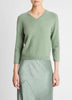 WOOL AND CASHMERE BLEND THREE QUARTER SLEEVE VNECK SWEATER