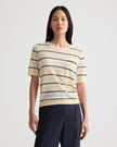 STRIPED SHORT SLEEVE TEE IN SUPER FINE CASHMERE