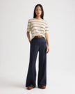 STRIPED SHORT SLEEVE TEE IN SUPER FINE CASHMERE