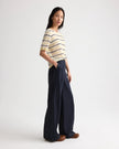 STRIPED SHORT SLEEVE TEE IN SUPER FINE CASHMERE