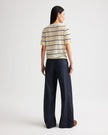 STRIPED SHORT SLEEVE TEE IN SUPER FINE CASHMERE
