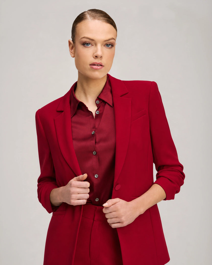 CREPE KHLOE BLAZER IN BERRYWINE