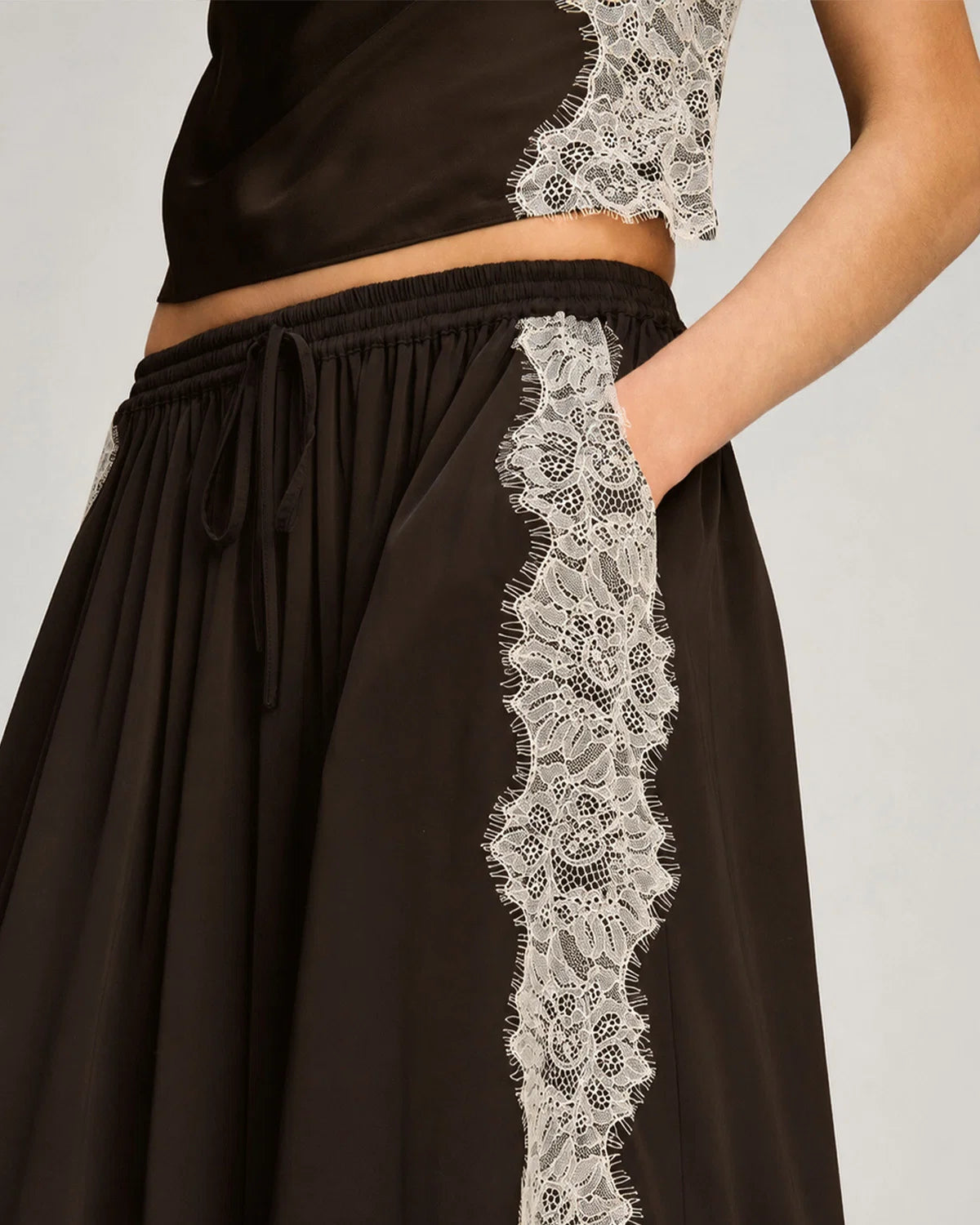 ESME SATIN VERNE PANT IN ESPRESSO