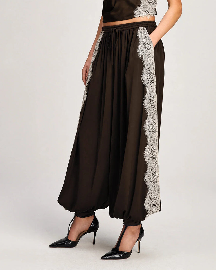 ESME SATIN VERNE PANT IN ESPRESSO