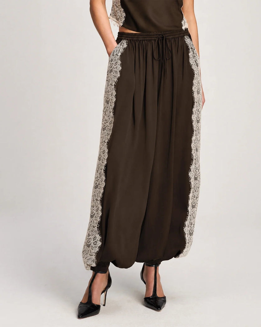 ESME SATIN VERNE PANT IN ESPRESSO