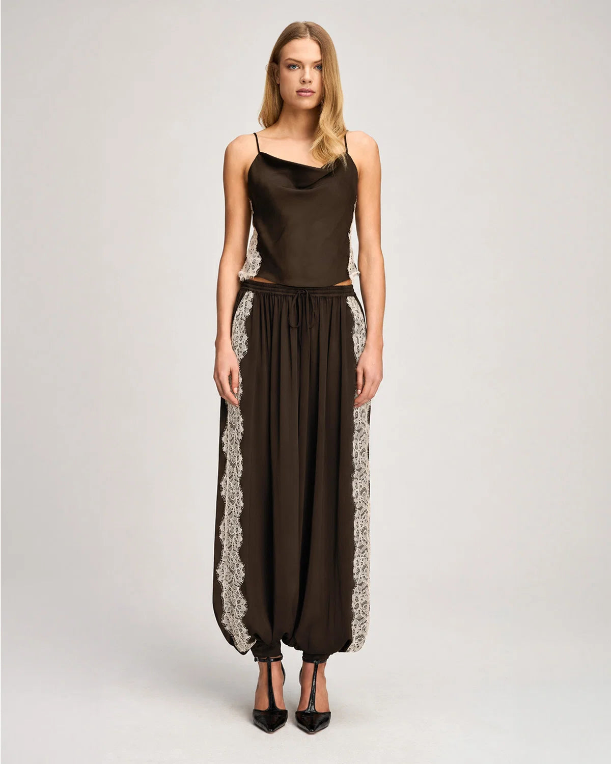 ESME SATIN VERNE PANT IN ESPRESSO
