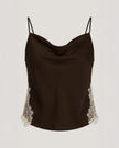 ESME SATIN LACE PETIT MARTA CAMI IN ESPRESSO