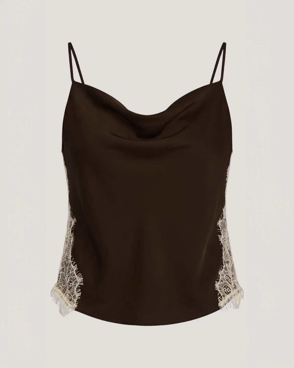 ESME SATIN LACE PETIT MARTA CAMI IN ESPRESSO