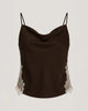 ESME SATIN LACE PETIT MARTA CAMI IN ESPRESSO