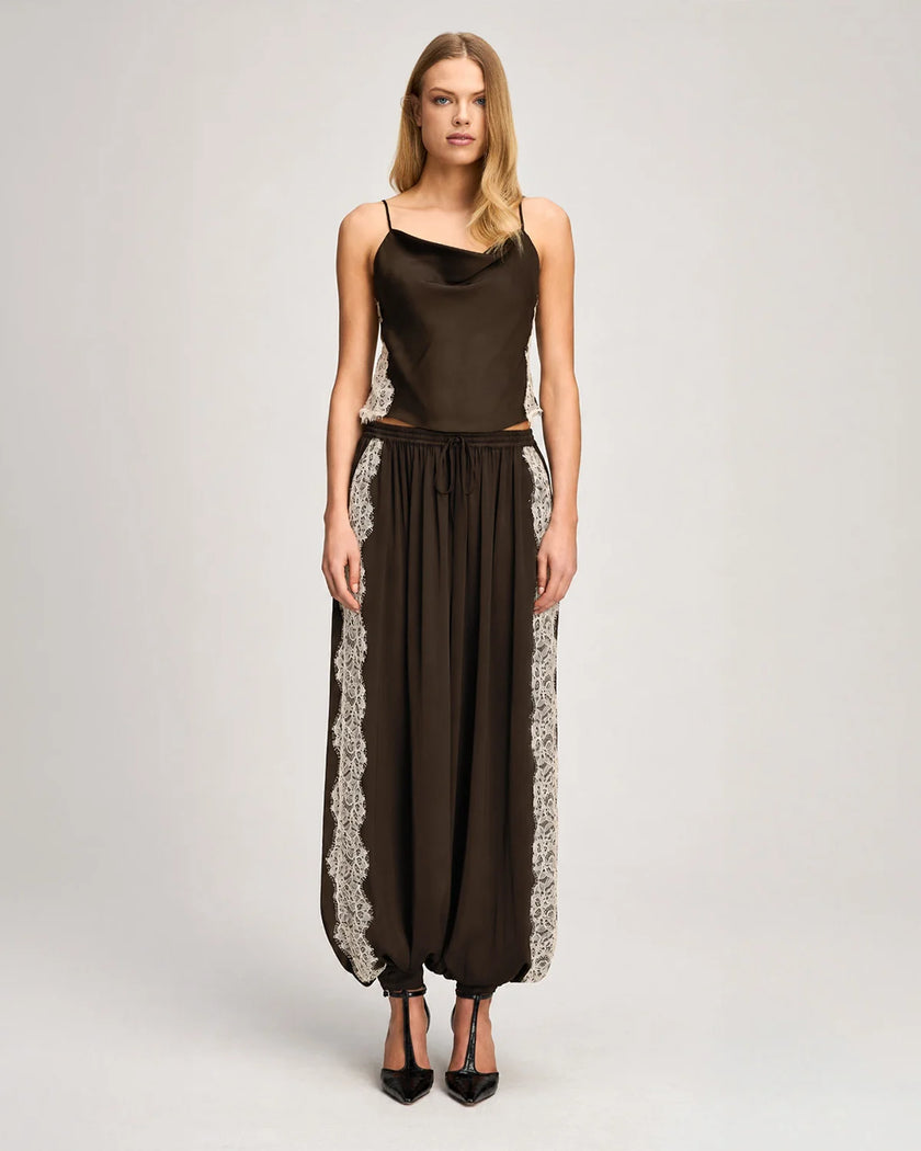 ESME SATIN LACE PETIT MARTA CAMI IN ESPRESSO