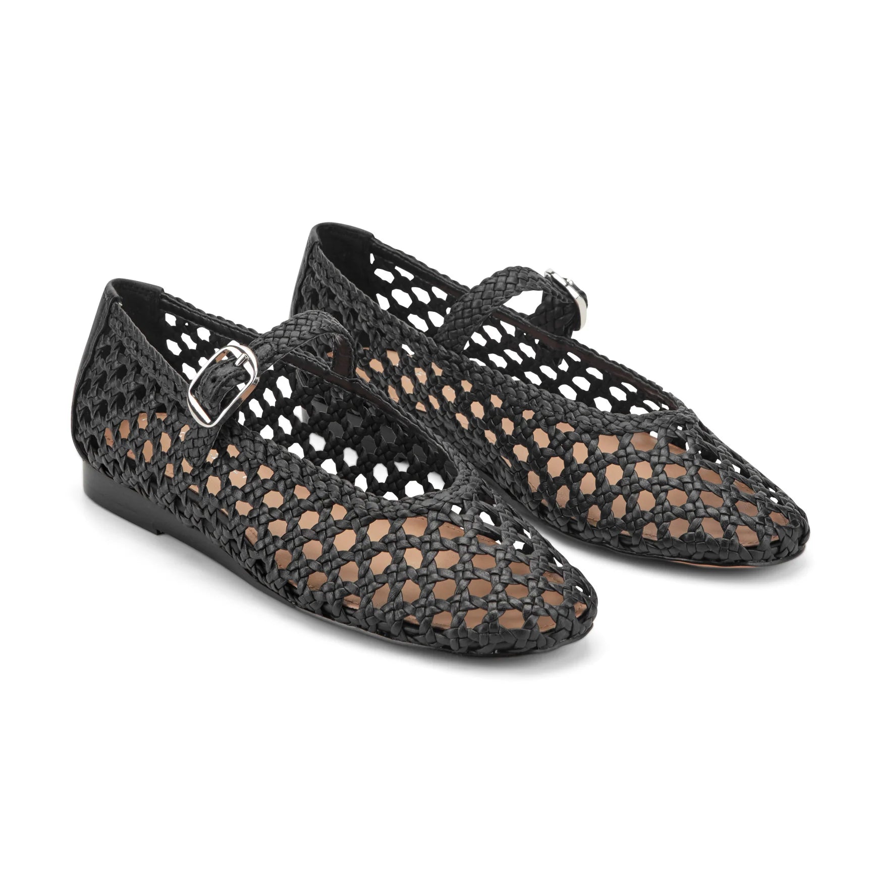 EVONNA WOVEN LEATHER MARY JANE BALLET FLAT