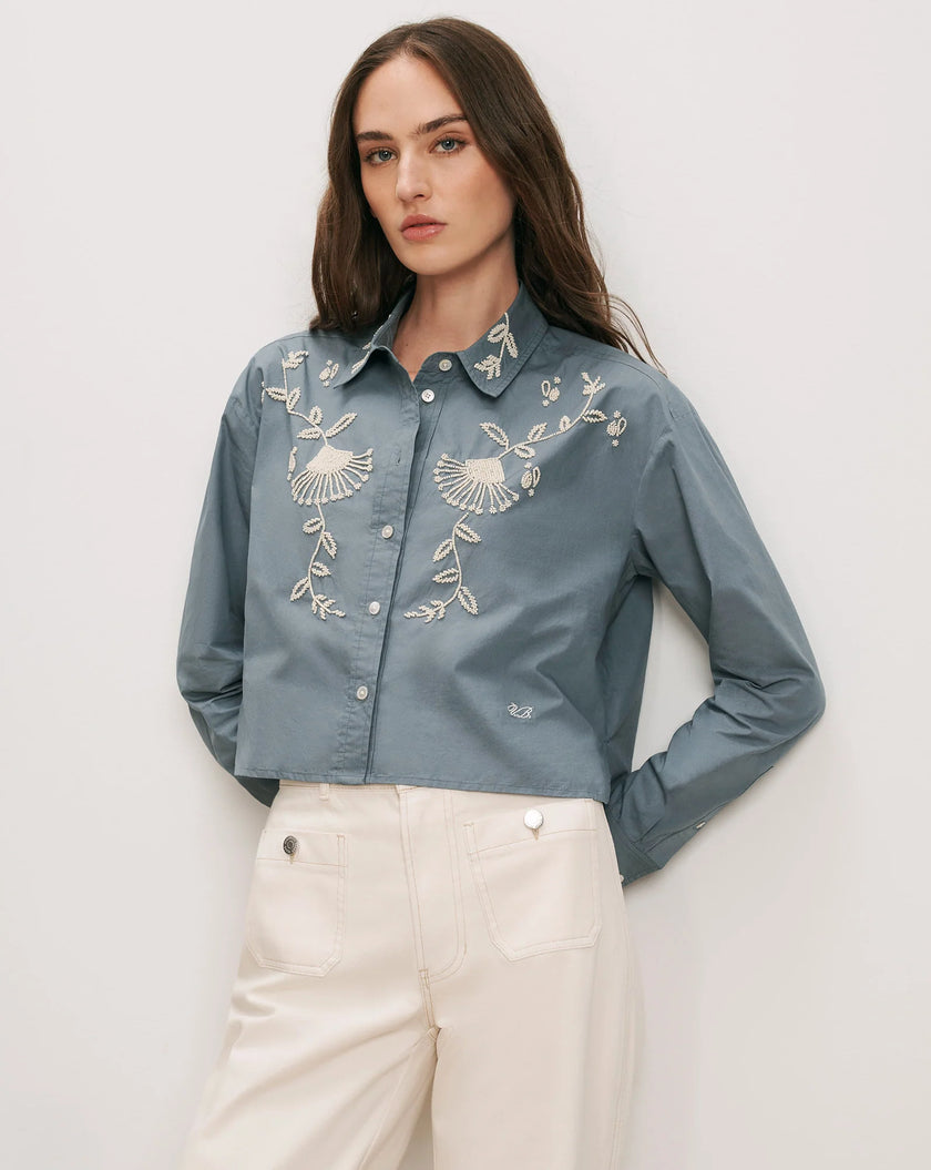 ADERES BEADED BUTTON DOWN SHIRT
