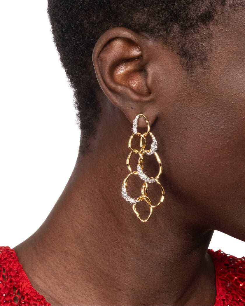 SOLANALES CRYSTAL LINKED DROP POST EARRING