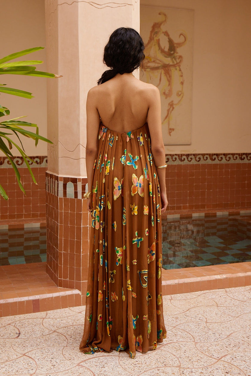 GOLDEN METALLIC STRAPLESS GOWN