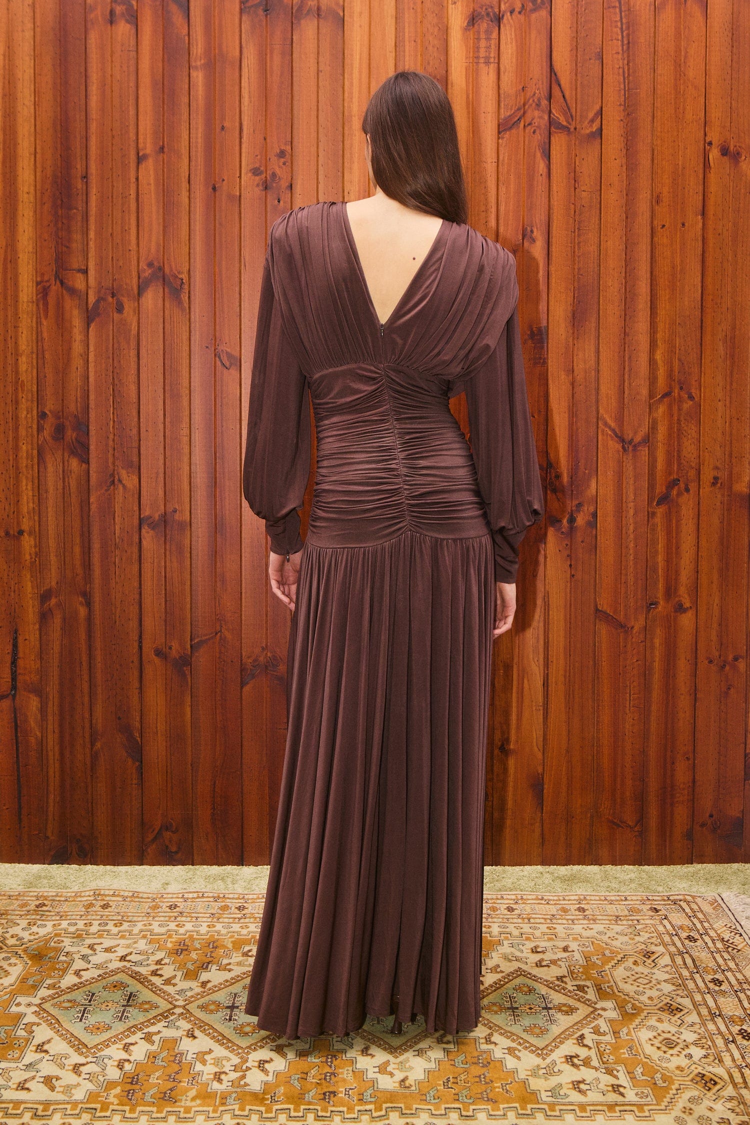 SILVIO RUCHED MIDI DRESS
