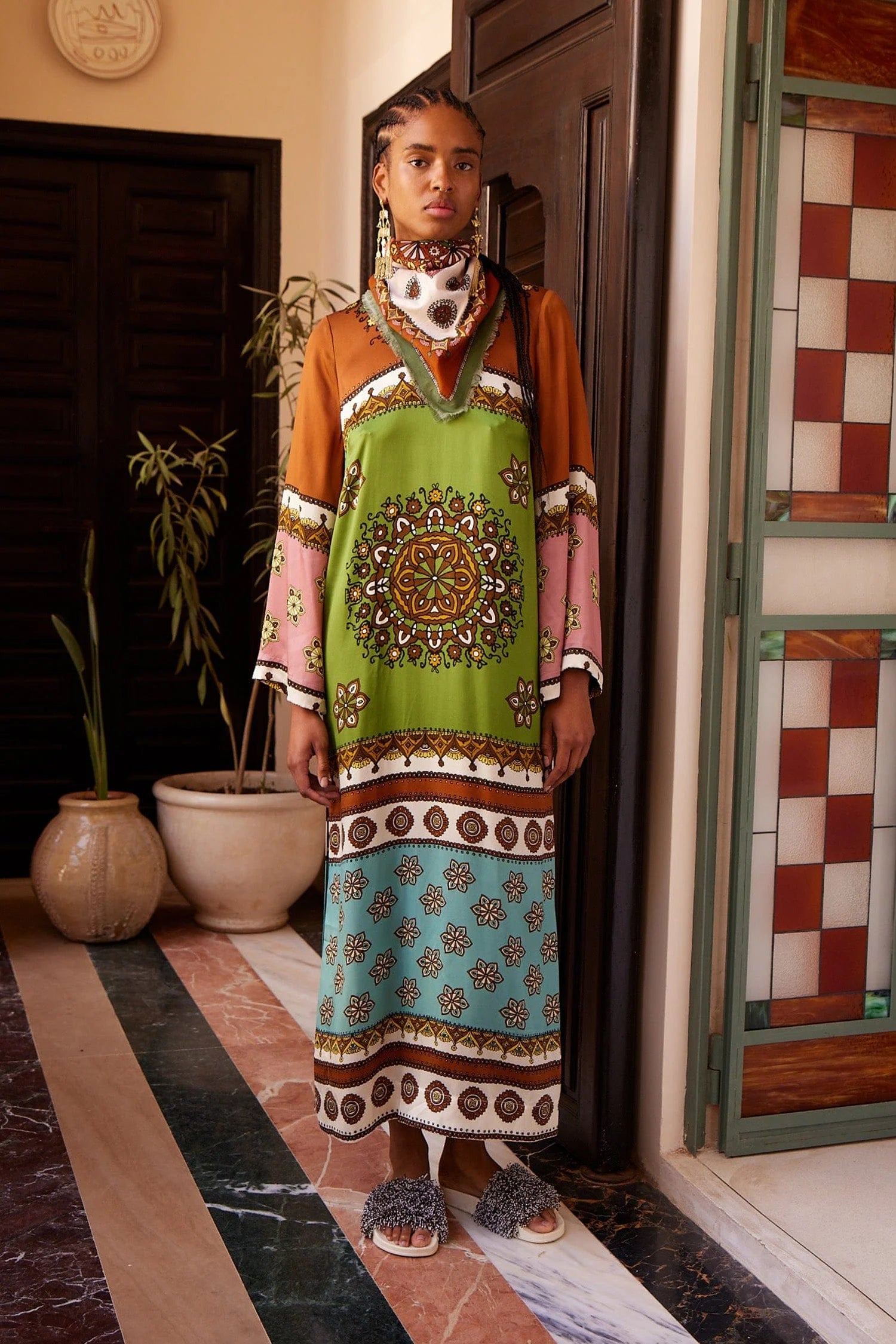 CONTINA SILK MIDI DRESS