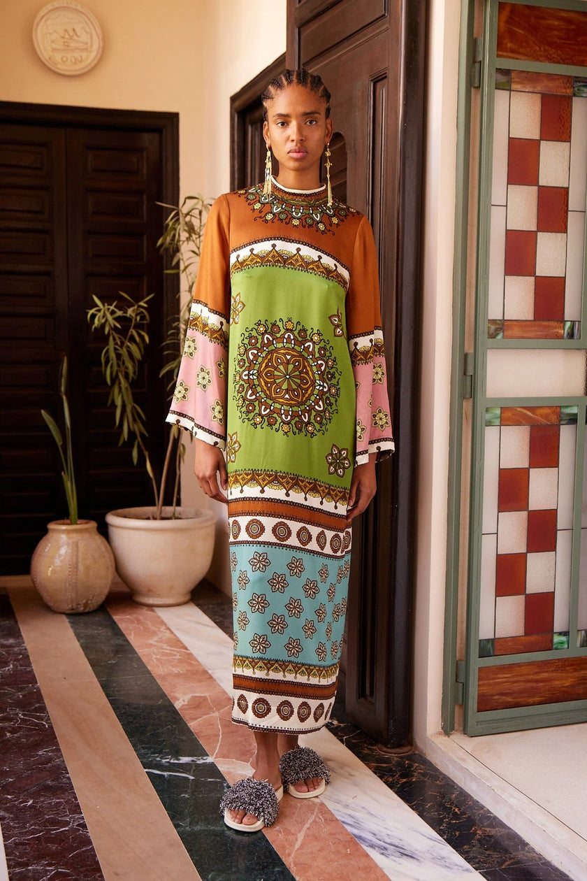 CONTINA SILK MIDI DRESS