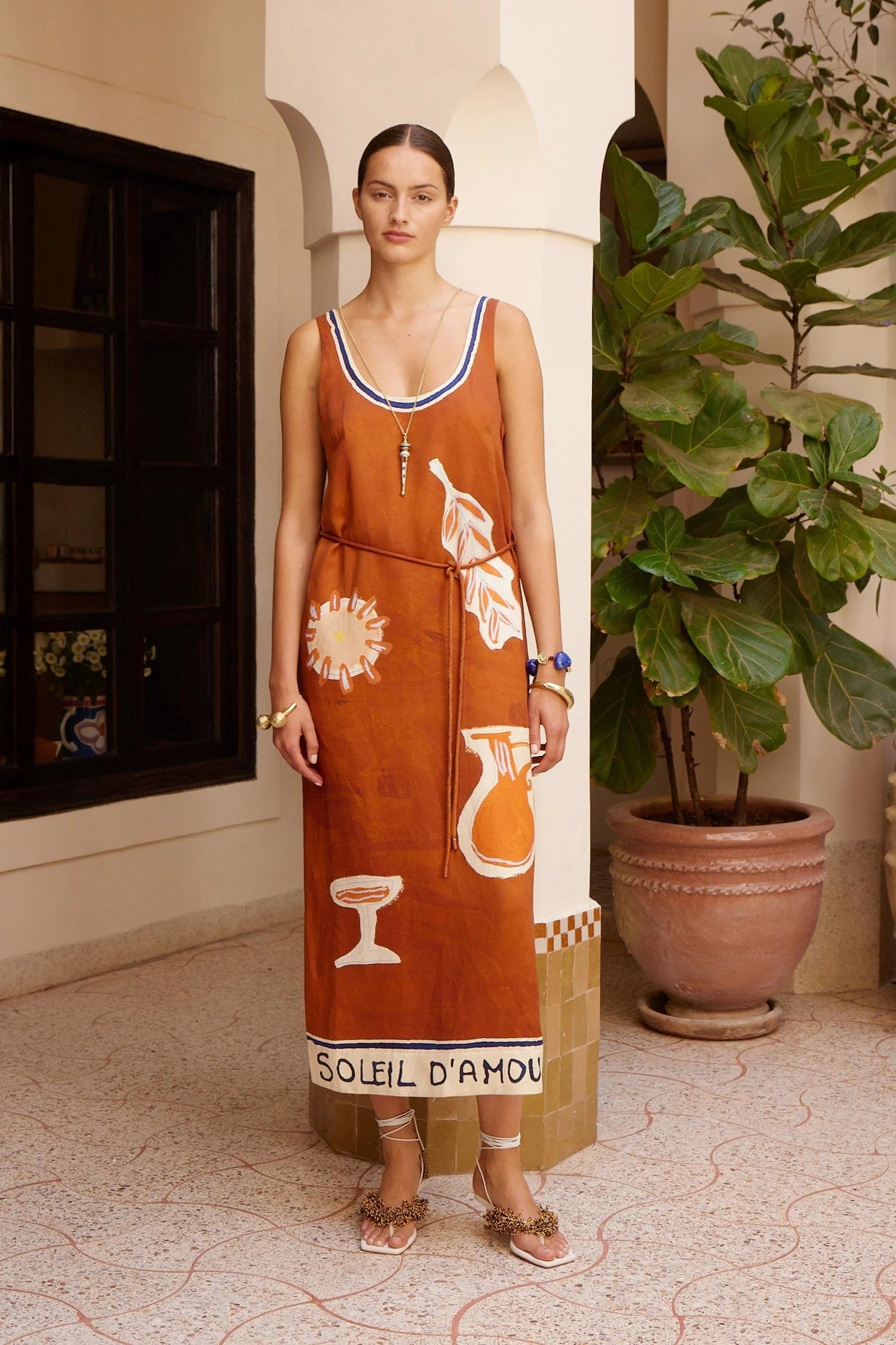 SOLEIL DAMOUR SILK MIDI DRESS