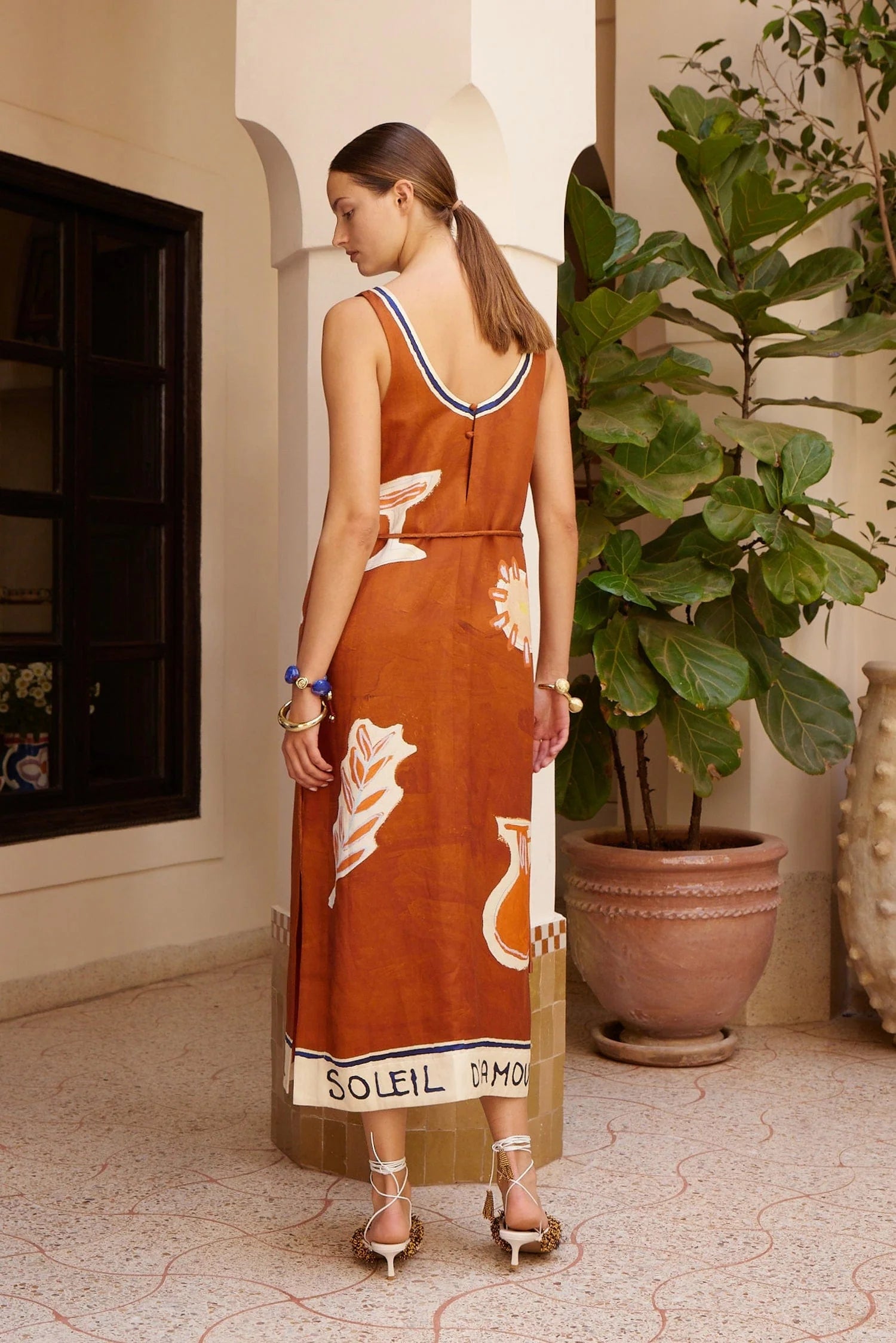 SOLEIL DAMOUR SILK MIDI DRESS