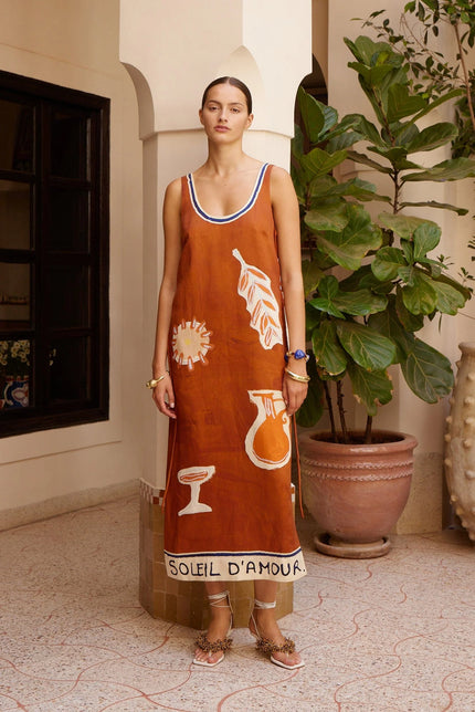 SOLEIL DAMOUR SILK MIDI DRESS