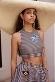 SIROCCO EMBROIDERED HALTER TOP
