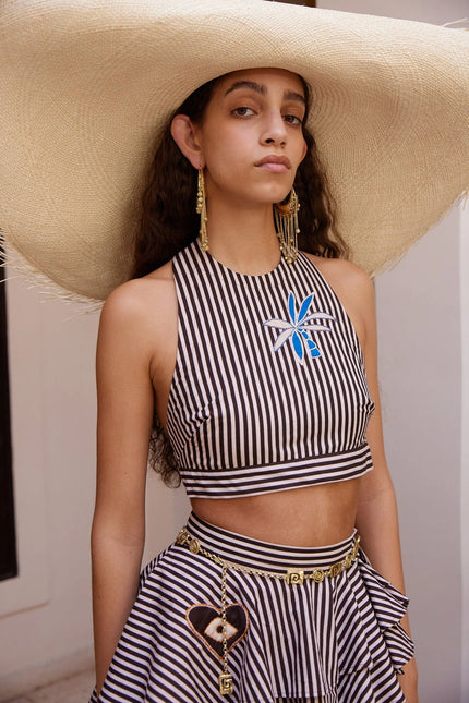 SIROCCO EMBROIDERED HALTER TOP